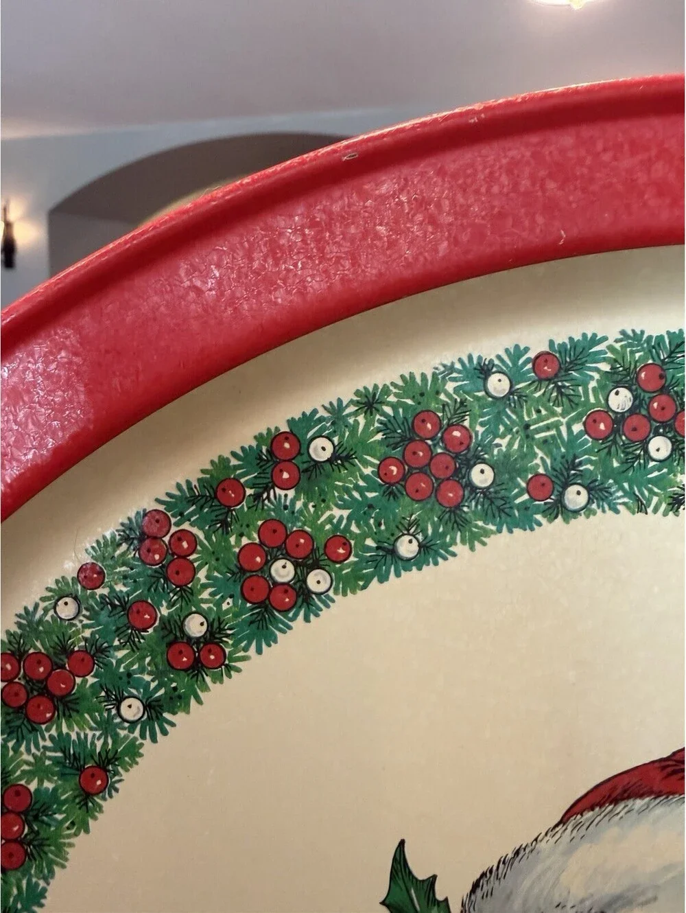 Vintage 1988 Potpourri Press Hong Kong Santal Christmas Tray Metal 13.5” EUC